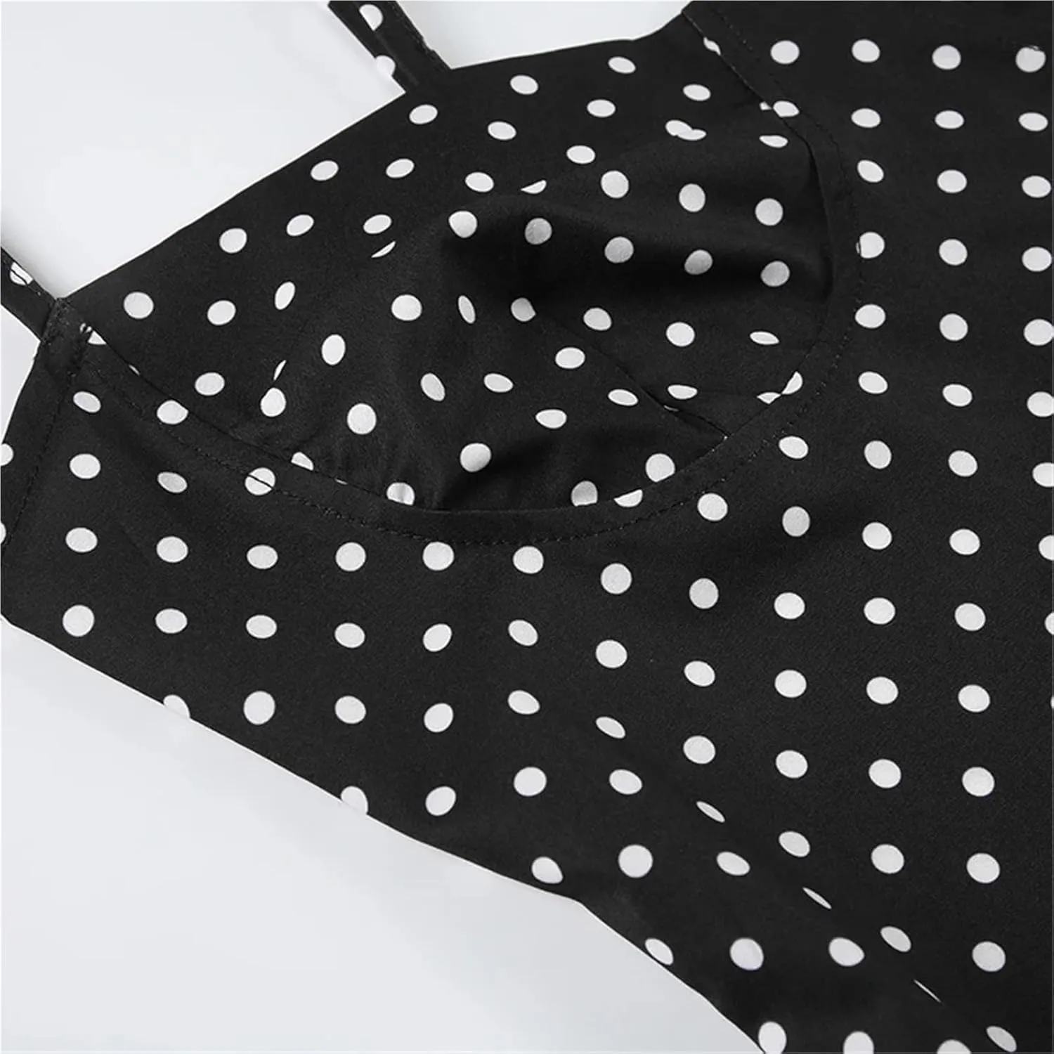 1PCS Skinny A-Line Women Dresses Polka Prints Simple Camisole Mini
