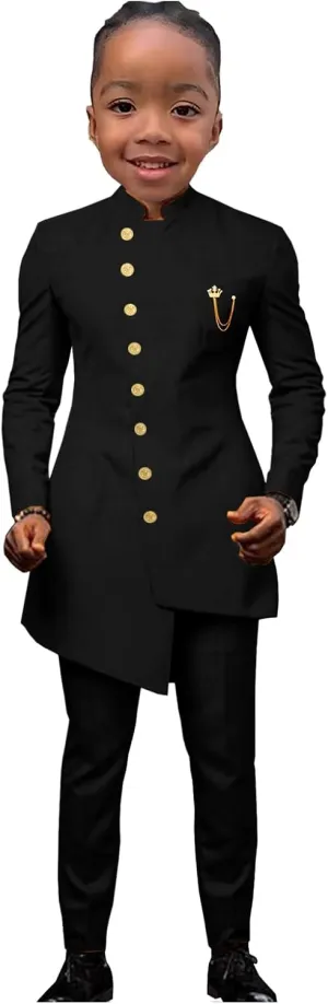 2 Piece African Boys Formal Suits Kids Tuxedo Wedding Dinner Party Performance Jacket Pants for Boys