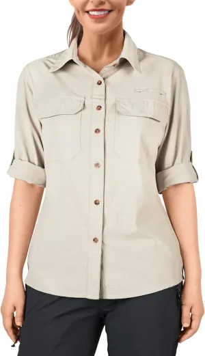 33,000ft Women's UPF 50 UV Sun Protection Shirt, Cool Quick Dry Long Sleeve Outdoor Fishing Hiking Safari Travel Shirt