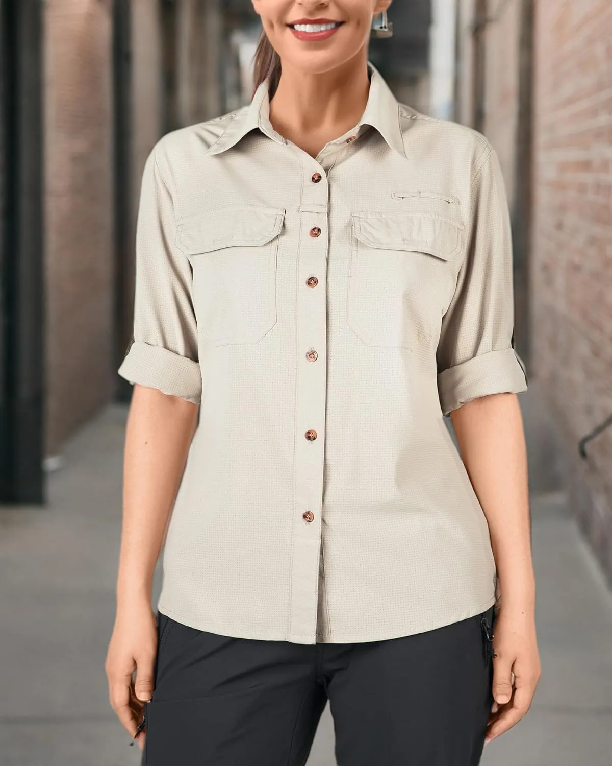 33,000ft Women's UPF 50 UV Sun Protection Shirt, Cool Quick Dry Long Sleeve Outdoor Fishing Hiking Safari Travel Shirt