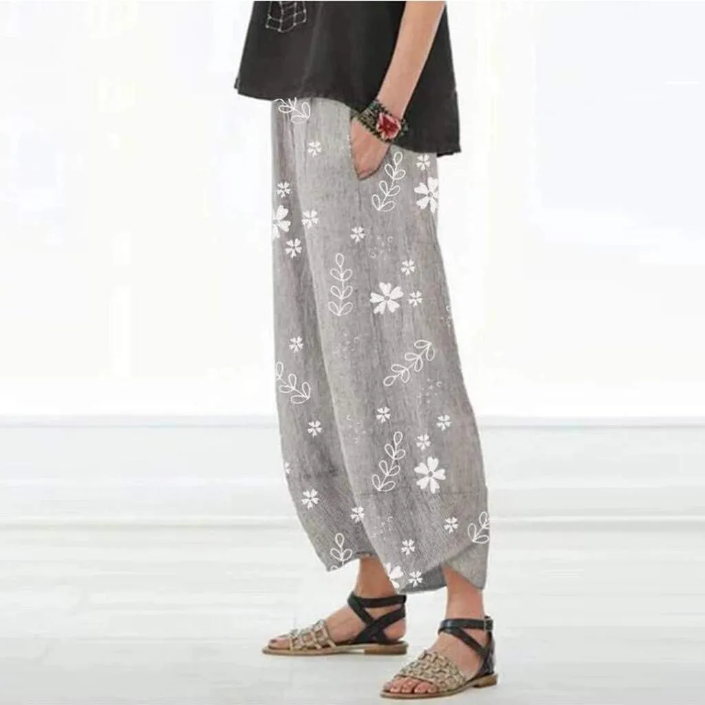4X Yoga Pant Linen Pants Women Pants Casual Cropped Baggy Trousers Elastic Waisted Yoga Comfy Loose