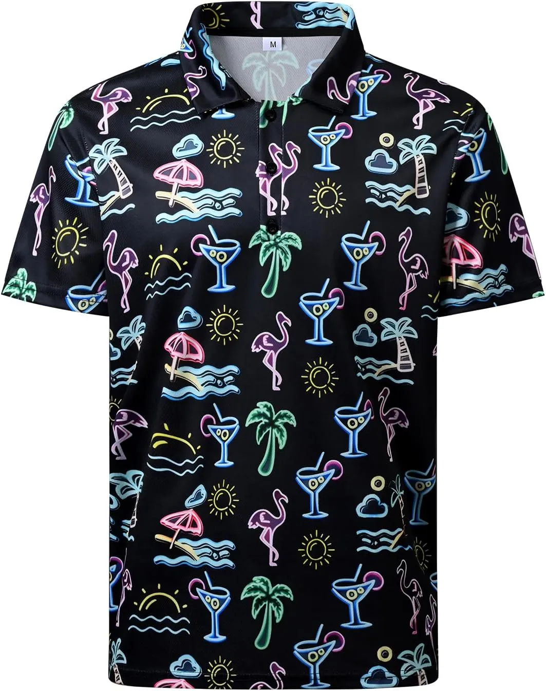 70s Outfits for Men Golf Polo Shirts Short Sleeve Disco Retro Paisley Button Vintage Dry Fit Funny Clothes