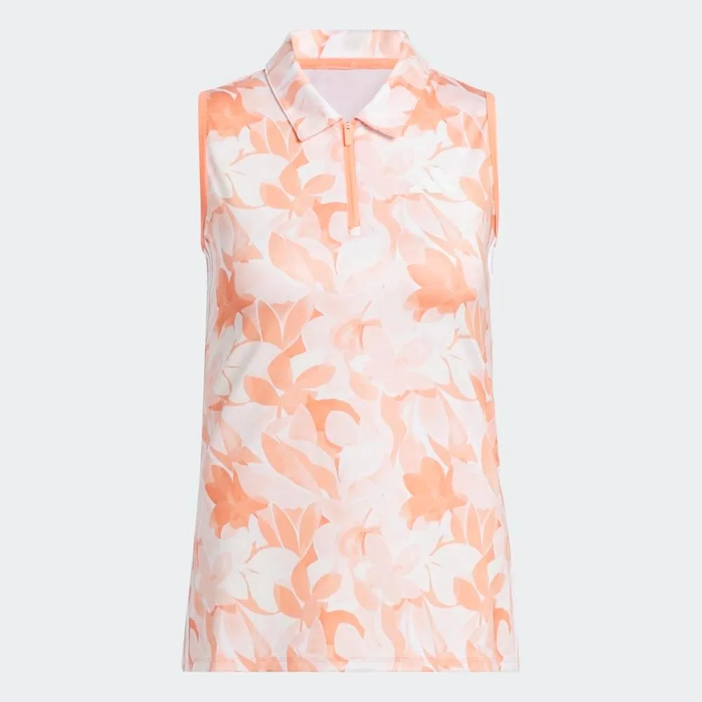 adidas Women's Floral Sleeveless Golf Polo Shirt
