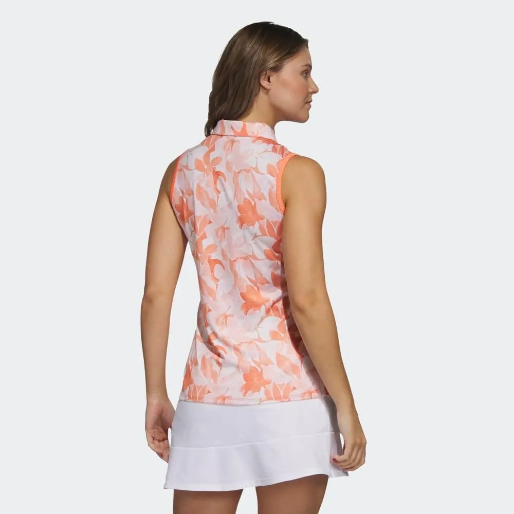adidas Women's Floral Sleeveless Golf Polo Shirt