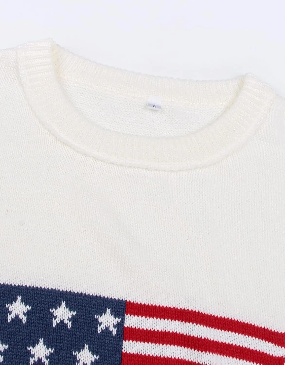Alsol Lamesa Womens American Flag Cap Sleeve Sweater Vest Knit Lightweight Crew Neck Tank Top