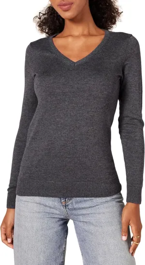 Amazon Essentials Women's Classic-Fit Lightweight Long-Sleeve V-Neck Sweater (Available in Plus Size)
