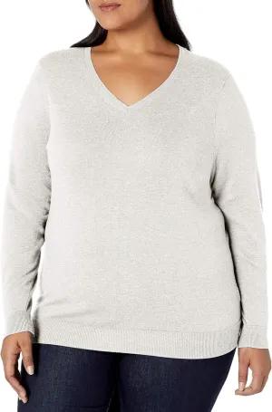 Amazon Essentials Women's Classic-Fit Lightweight Long-Sleeve V-Neck Sweater (Available in Plus Size)