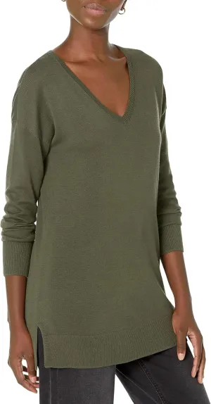 Amazon Essentials Women's Lightweight Long-Sleeve V-Neck Tunic Sweater (Available in Plus Size)