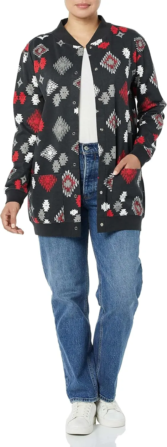 AmeriMark Women Fleece Snap Button Cardigan Sweatshirt Coat  Ladies Soft Lightweight Warm Long Sleeve Jacket with Pockets