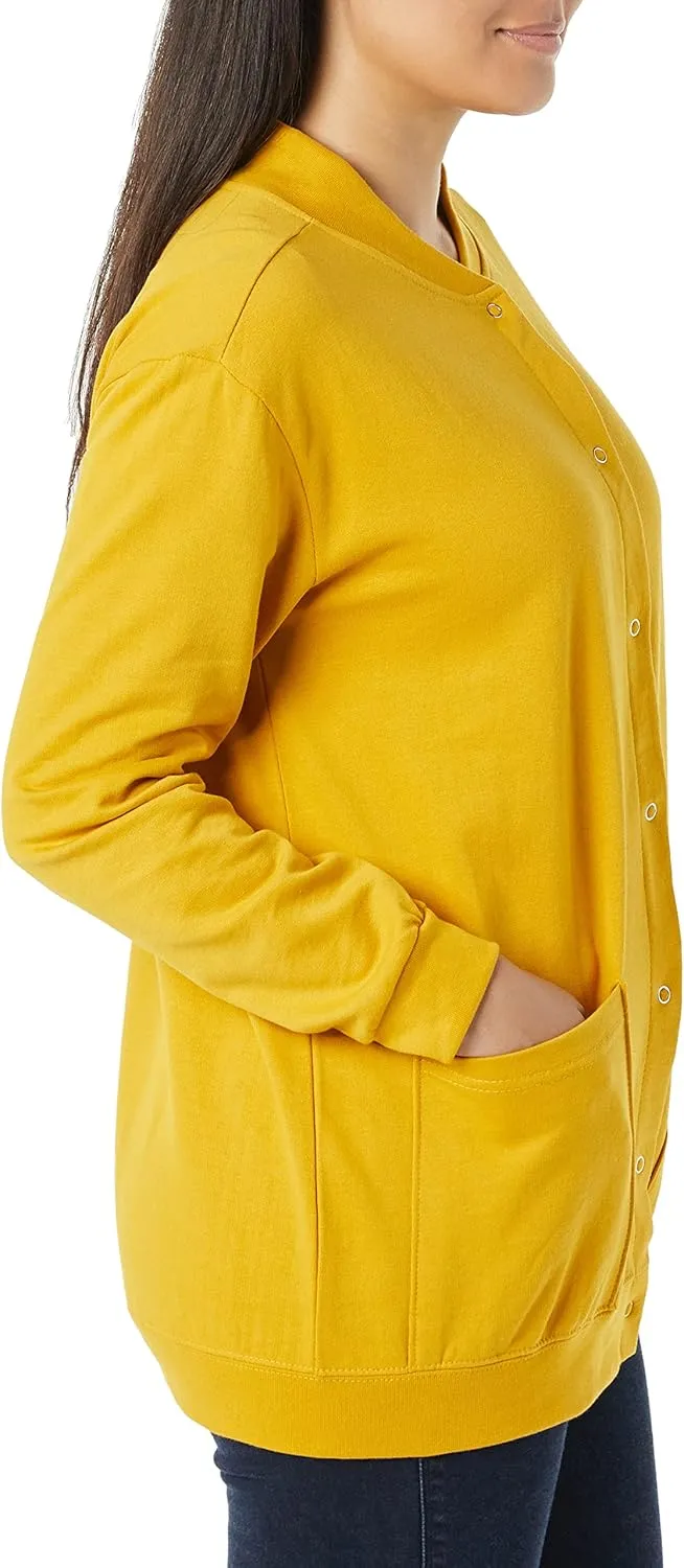 AmeriMark Women Fleece Snap Button Cardigan Sweatshirt Coat  Ladies Soft Lightweight Warm Long Sleeve Jacket with Pockets