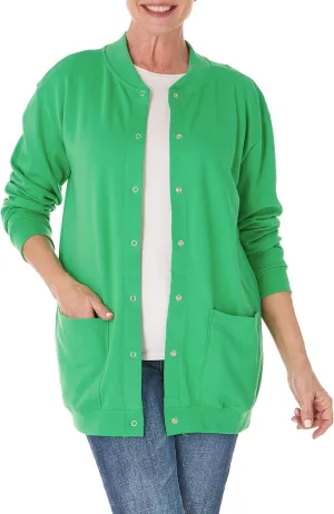 AmeriMark Women Fleece Snap Button Cardigan Sweatshirt Coat  Ladies Soft Lightweight Warm Long Sleeve Jacket with Pockets