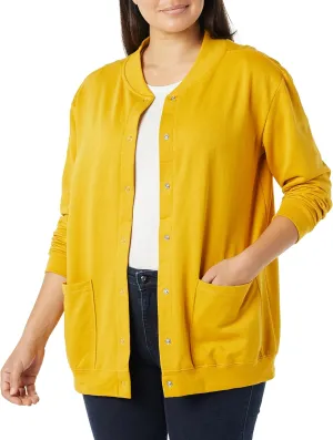 AmeriMark Women Fleece Snap Button Cardigan Sweatshirt Coat  Ladies Soft Lightweight Warm Long Sleeve Jacket with Pockets