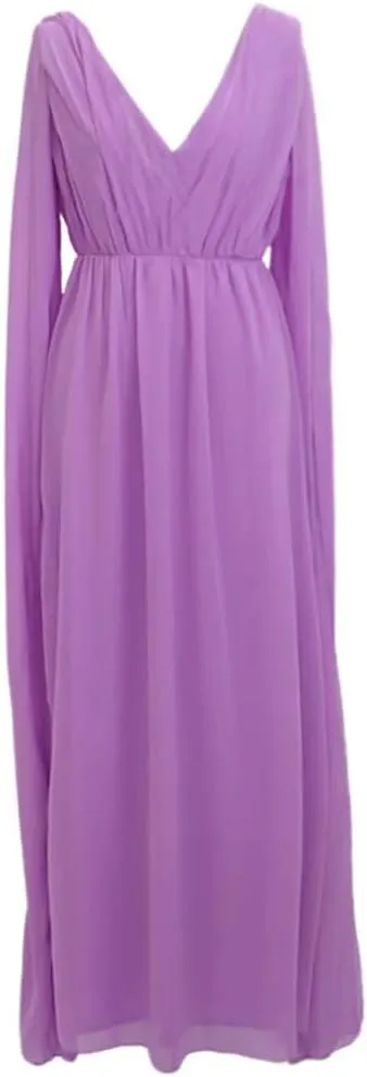 Asulla Women's Sexy Chiffon Prom Dress with Sleeves V Neck Formal Evening Gowns