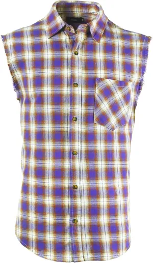 AVANZADA Men's Button Down Sleeveless Plaid Shirt Casual Flannel Plus Size Vest Western Shirts