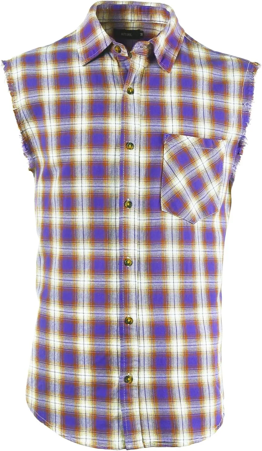 AVANZADA Men's Button Down Sleeveless Plaid Shirt Casual Flannel Plus Size Vest Western Shirts