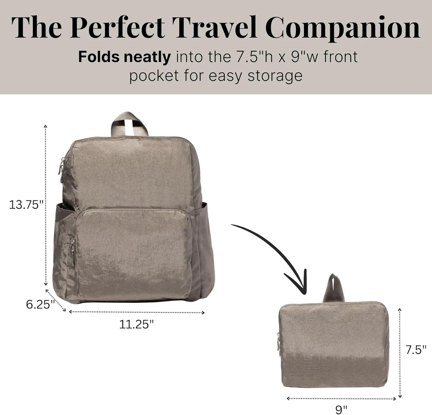 Baggallini Women's Carryall Packable Backpack, Sterling Shimmer