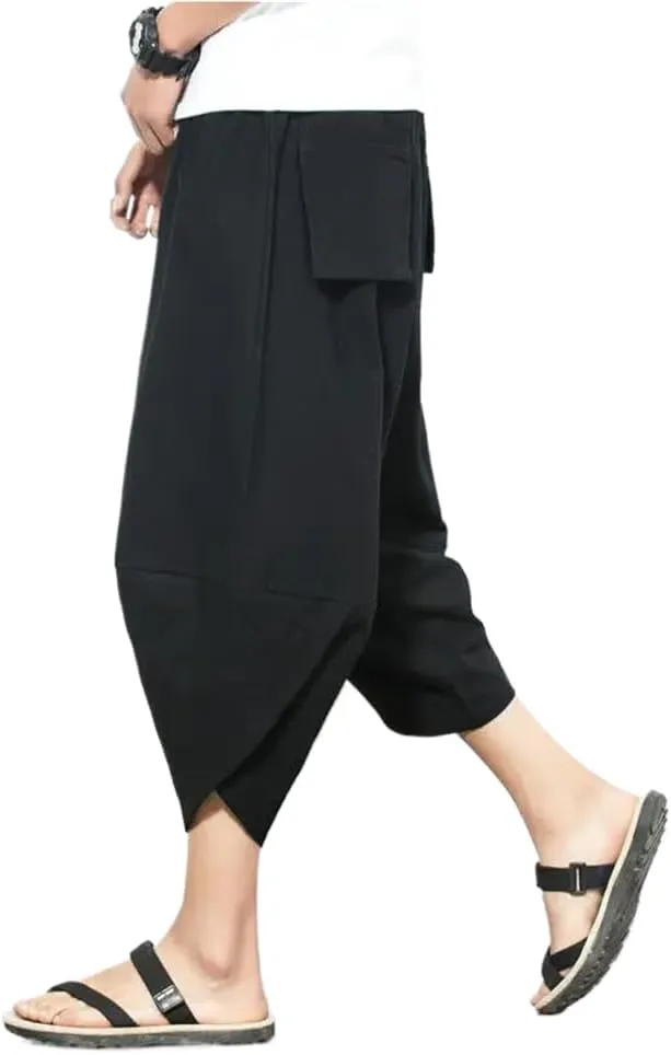 Baggy Cotton Harem Pants Men Summer Print Japanese Solid Women Hop Size Wide Leg Pantalon