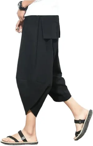 Baggy Cotton Harem Pants Men Summer Print Japanese Solid Women Hop Size Wide Leg Pantalon