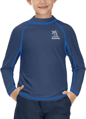 BesserBay Boys Sun Protection Long Sleeve Rash Guard Shirt UPF 50  Rashguard Swim Shir Surfing Shirt 4-14 Year