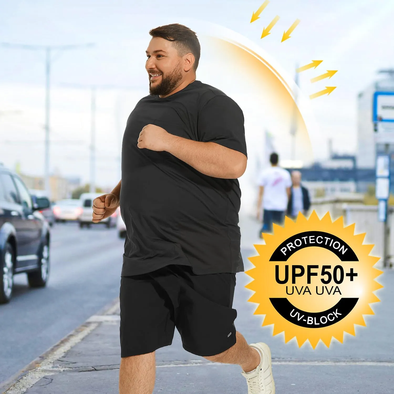 Big and Tall Mens T-Shirt UPF 50  Sun Protection Swim Shirt SPF Quick Dry 2XL-6XL