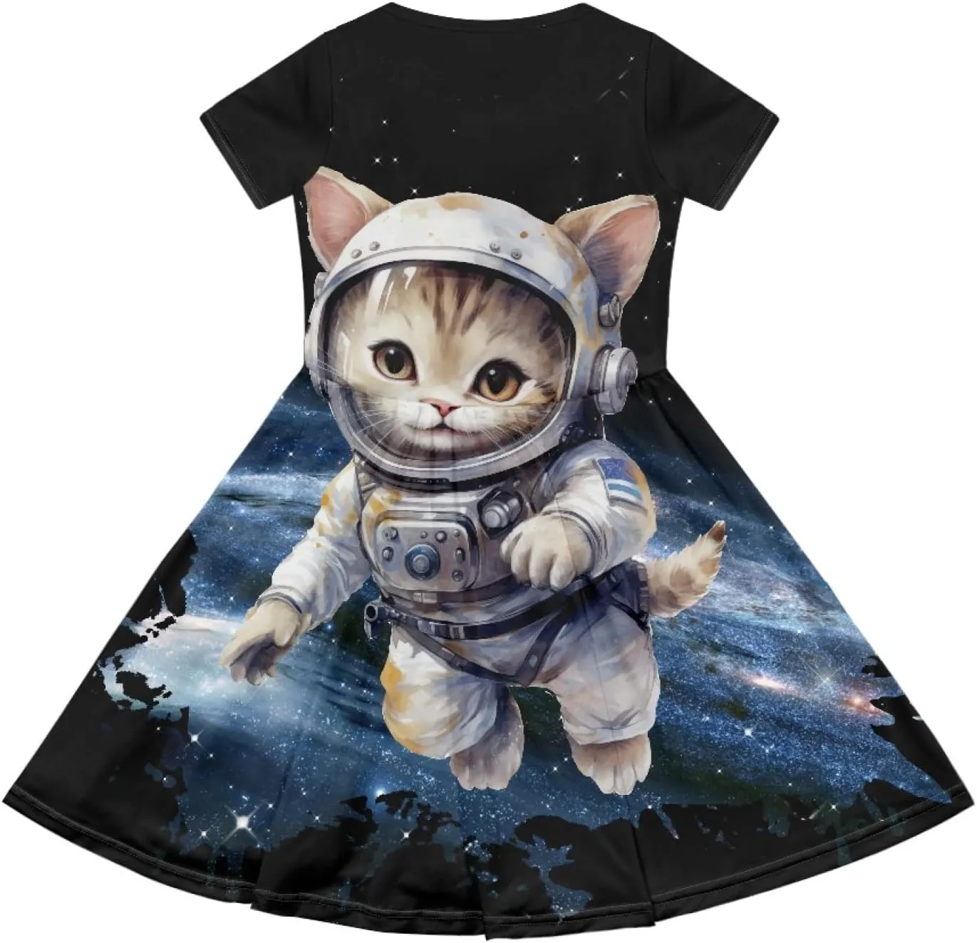 Black Dress for Girls Cute Outfits Short Sleeve Dresses with Pocket Summer Dress Size 2-14 T Kids