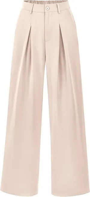 BTFBM Women High Waist Palazzo Pants Casual Wide Leg Trousers Button Down Loose Work Office Business Suit Pant Pockets