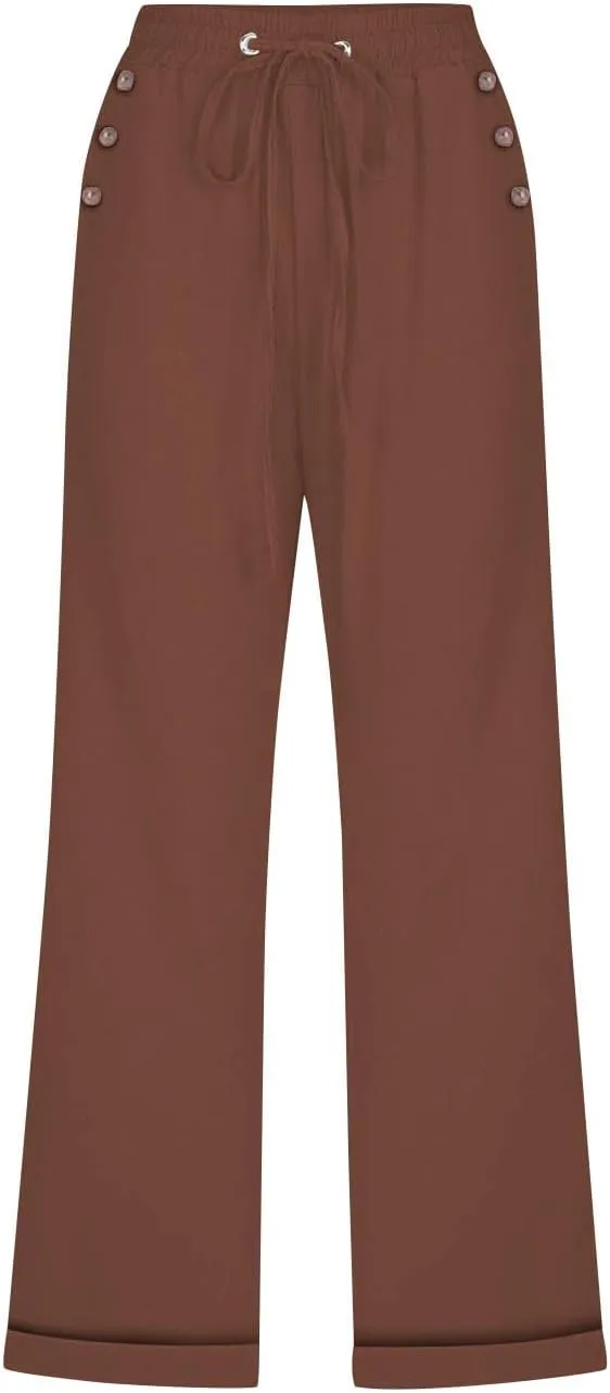 Capri Pants for Women 2025 Summer Linen Wide Leg Pants Casual Lightweight Capri Lounge Short with Pockets