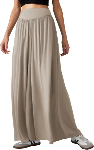CHARTOU Women's Flowy Wide Leg Palazzo Pants Baggy High Waist Pleated Maxi Long Smocked Skirt