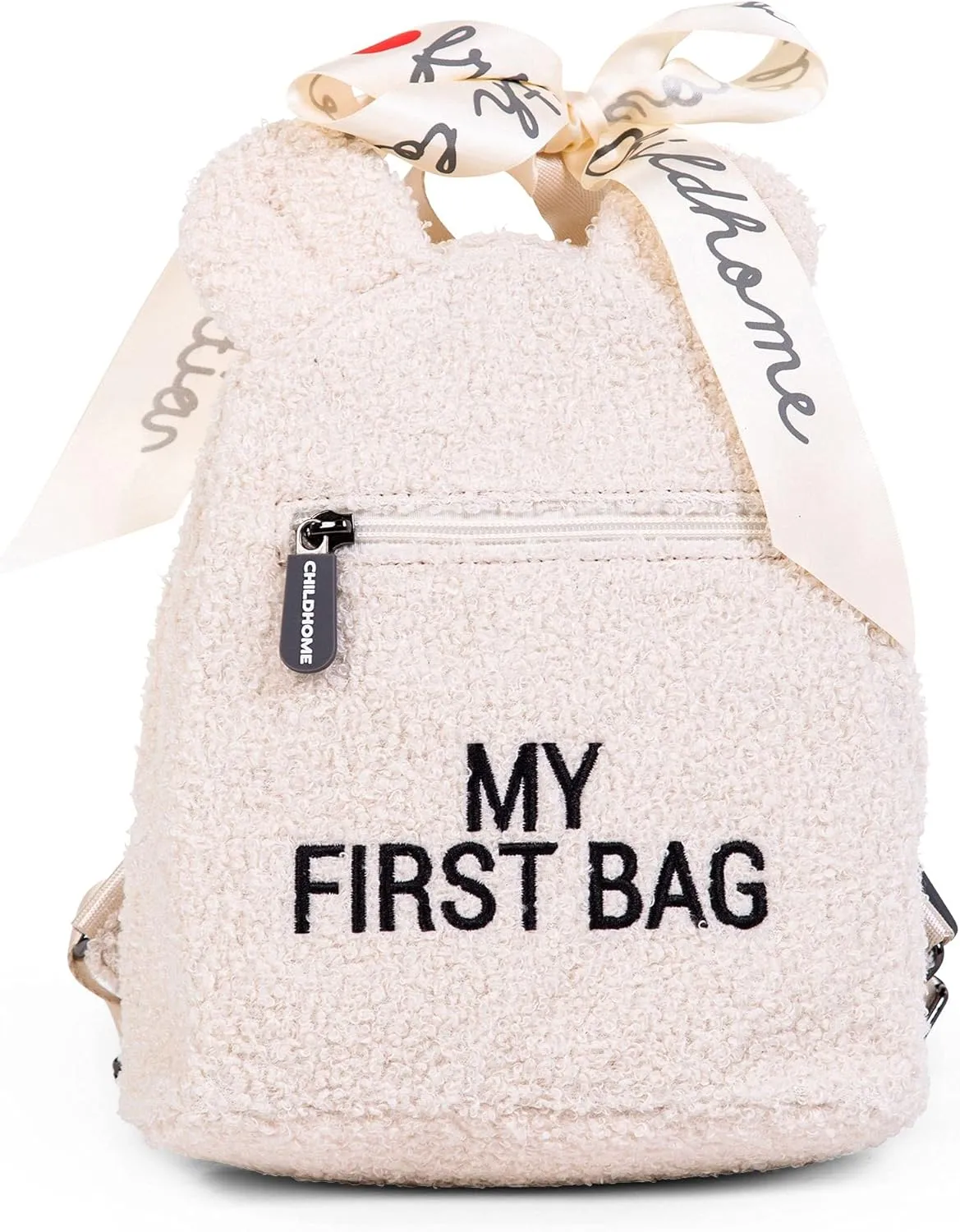 Childhome My First Bag, Cute Kids Backpack, Simple Modern Mini Bookbag for Toddler, Adjustable Straps & Easy Grip Zipper, Teddy Off White