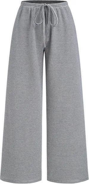 CIDER Lounge Pants Women Wide Leg Striped Low Waist Drawstring Trousers Casual Comfy Cotton Blend Pants with Pockets