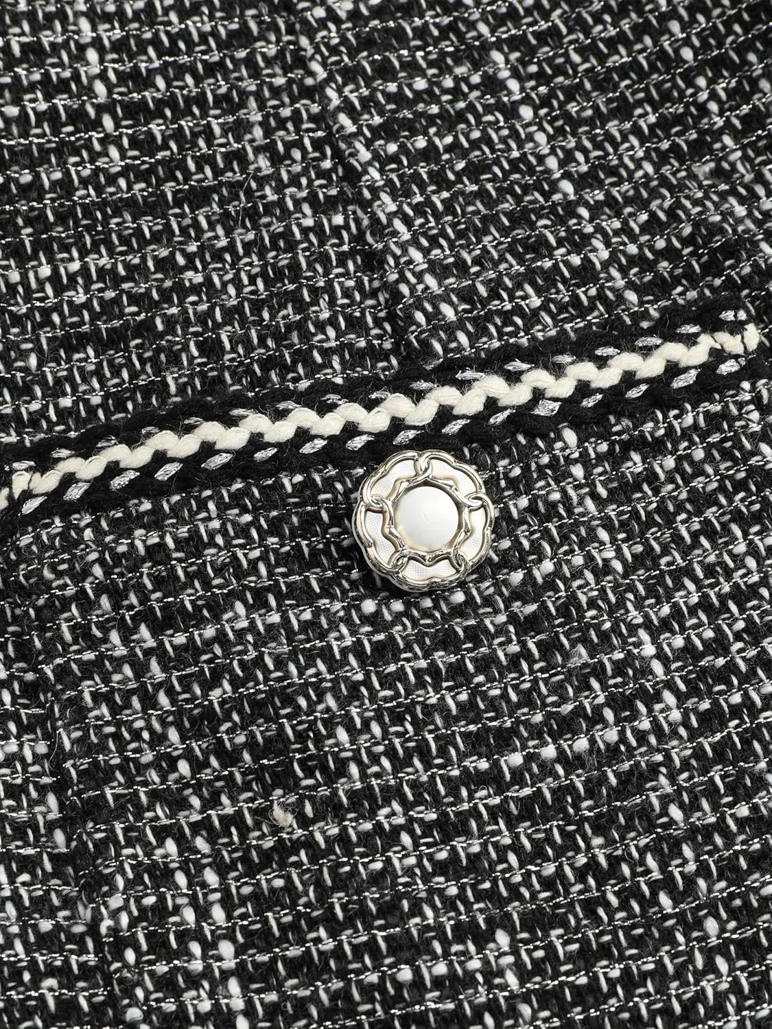 CIDER Tweed Mid Waist Solid Button Wide Leg Trousers