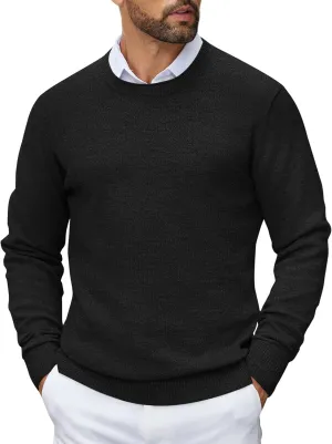COOFANDY Mens Crewneck Sweater Pullover Knit Sweater Lightweight Sweaters with Ribbing Edge