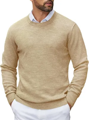 COOFANDY Mens Crewneck Sweater Pullover Knit Sweater Lightweight Sweaters with Ribbing Edge