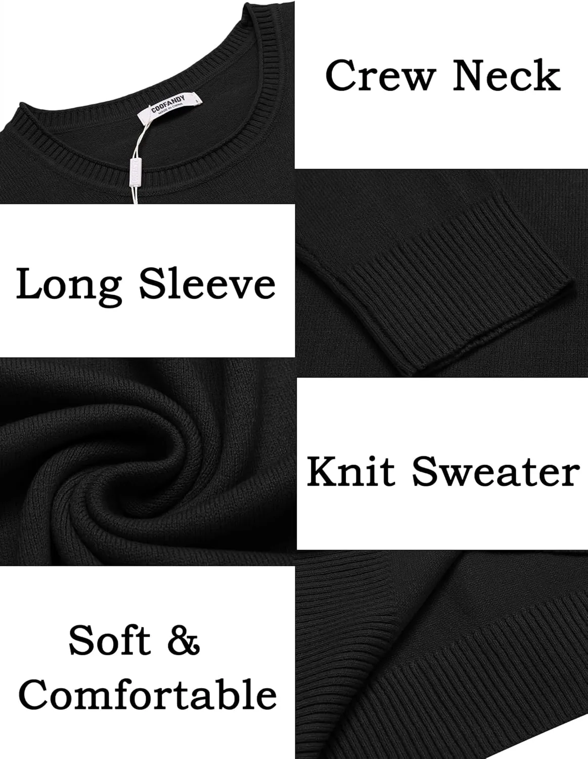 COOFANDY Mens Crewneck Sweater Pullover Knit Sweater Lightweight Sweaters with Ribbing Edge