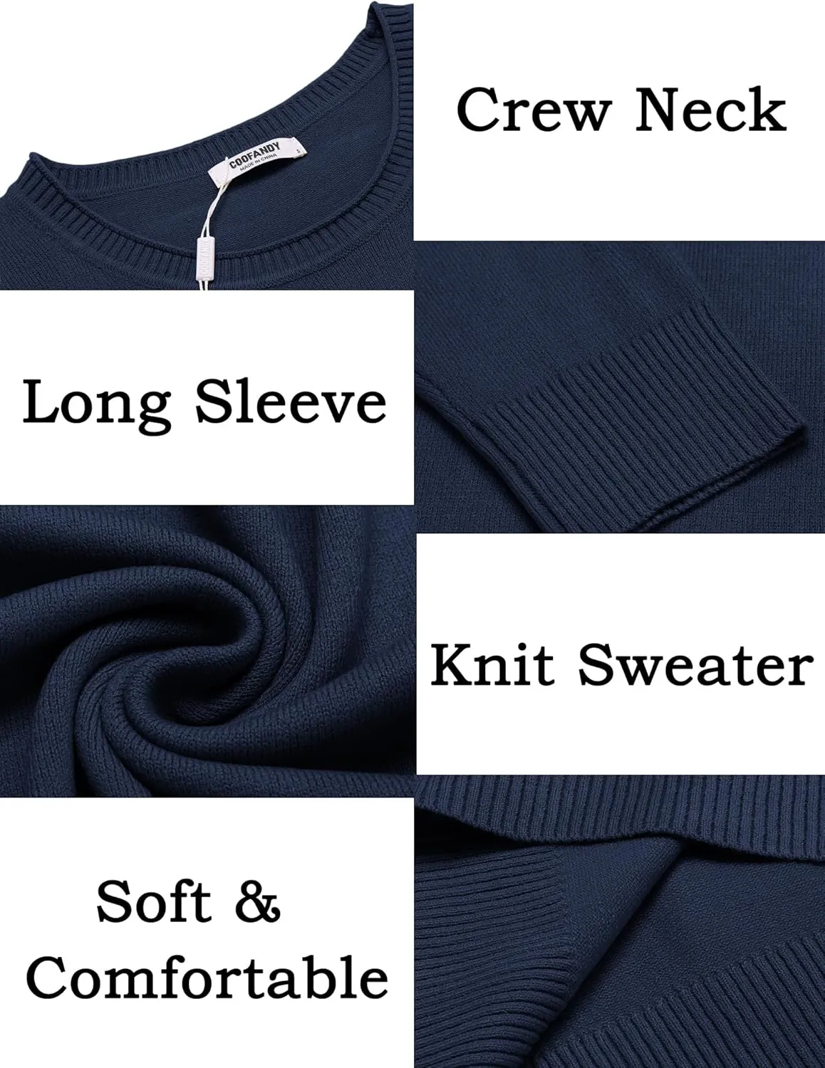 COOFANDY Mens Crewneck Sweater Pullover Knit Sweater Lightweight Sweaters with Ribbing Edge