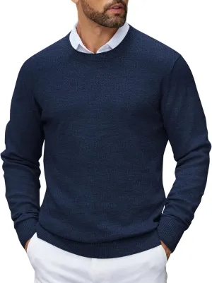 COOFANDY Mens Crewneck Sweater Pullover Knit Sweater Lightweight Sweaters with Ribbing Edge