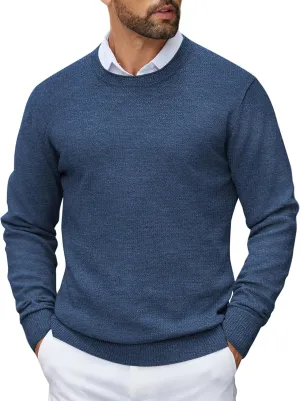 COOFANDY Mens Crewneck Sweater Pullover Knit Sweater Lightweight Sweaters with Ribbing Edge