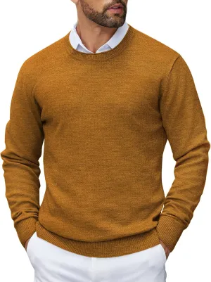 COOFANDY Mens Crewneck Sweater Pullover Knit Sweater Lightweight Sweaters with Ribbing Edge