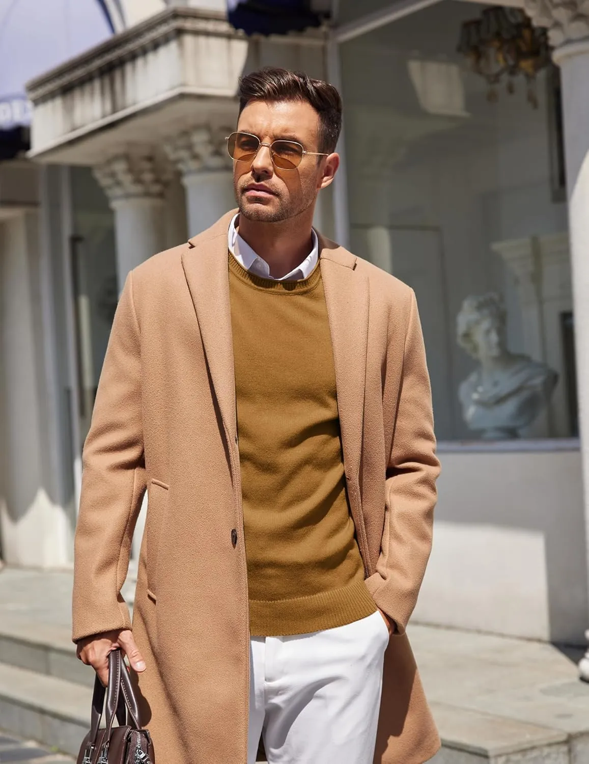 COOFANDY Mens Crewneck Sweater Pullover Knit Sweater Lightweight Sweaters with Ribbing Edge