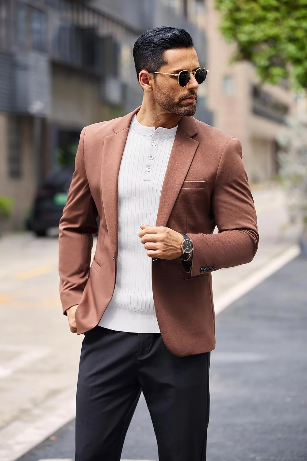 COOFANDY Mens Knit Henley Sweater Long Sleeve Button Down Lightweight Sweater Fall Slim Fit Ribbed Pullover