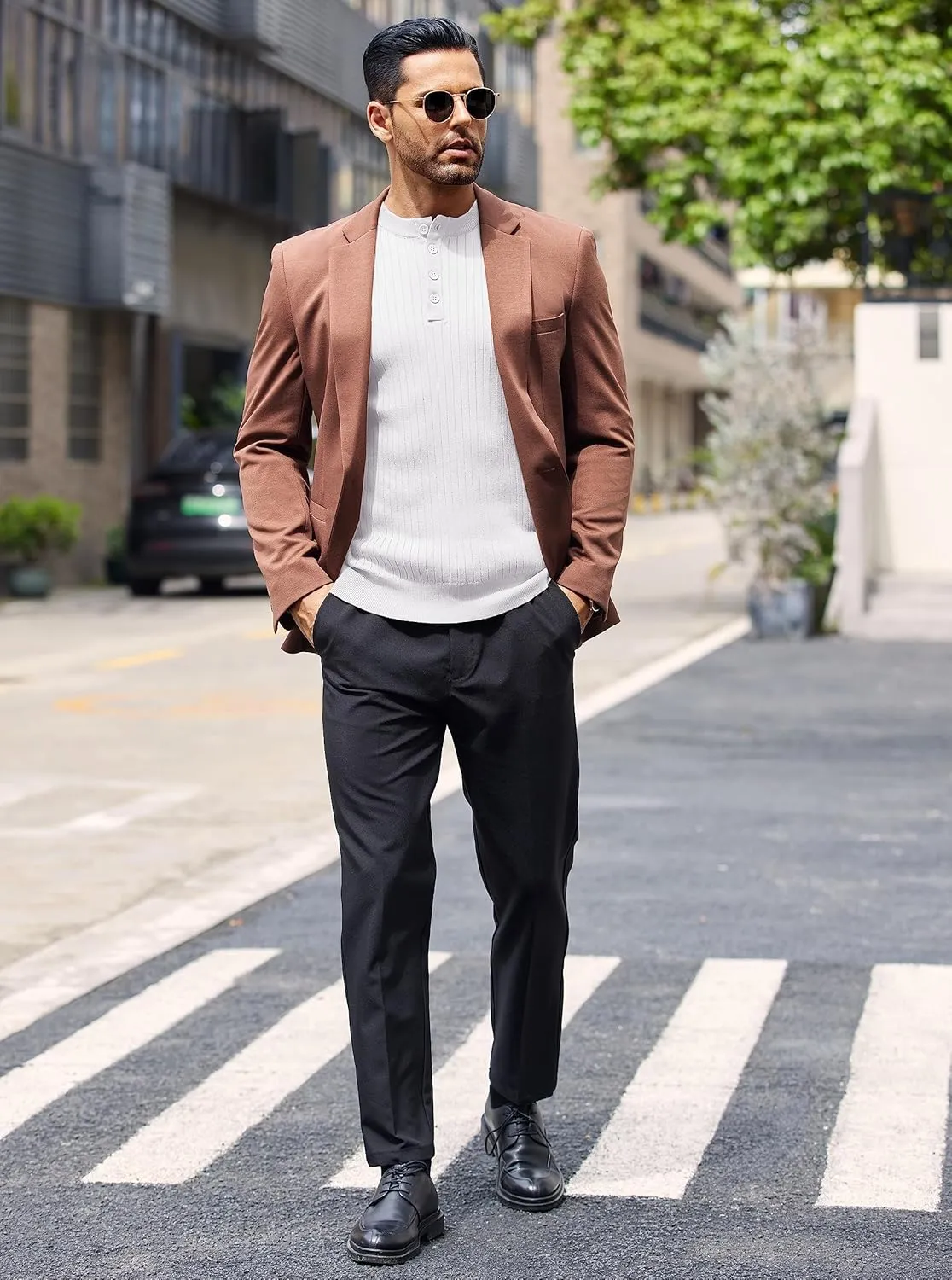 COOFANDY Mens Knit Henley Sweater Long Sleeve Button Down Lightweight Sweater Fall Slim Fit Ribbed Pullover