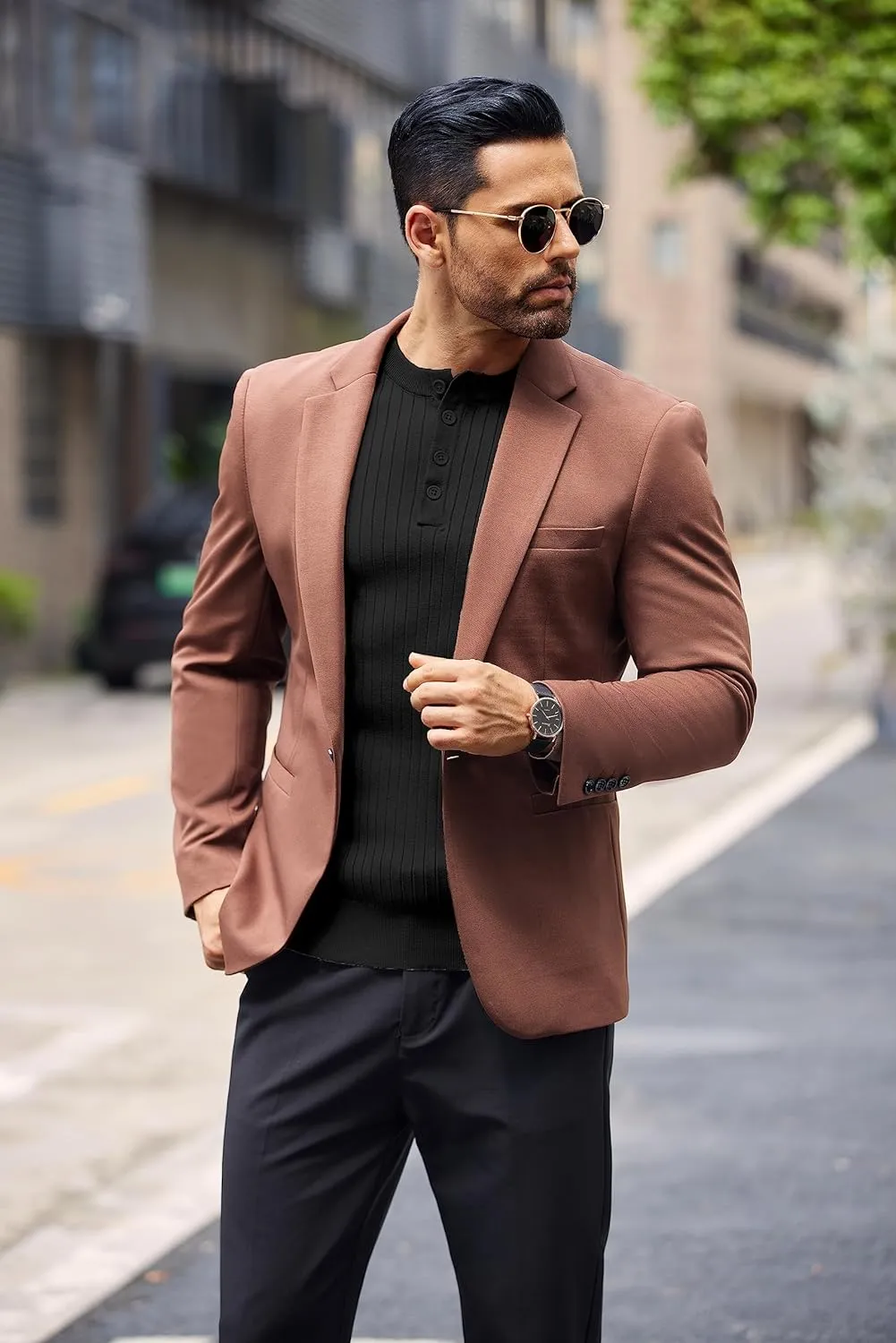 COOFANDY Mens Knit Henley Sweater Long Sleeve Button Down Lightweight Sweater Fall Slim Fit Ribbed Pullover