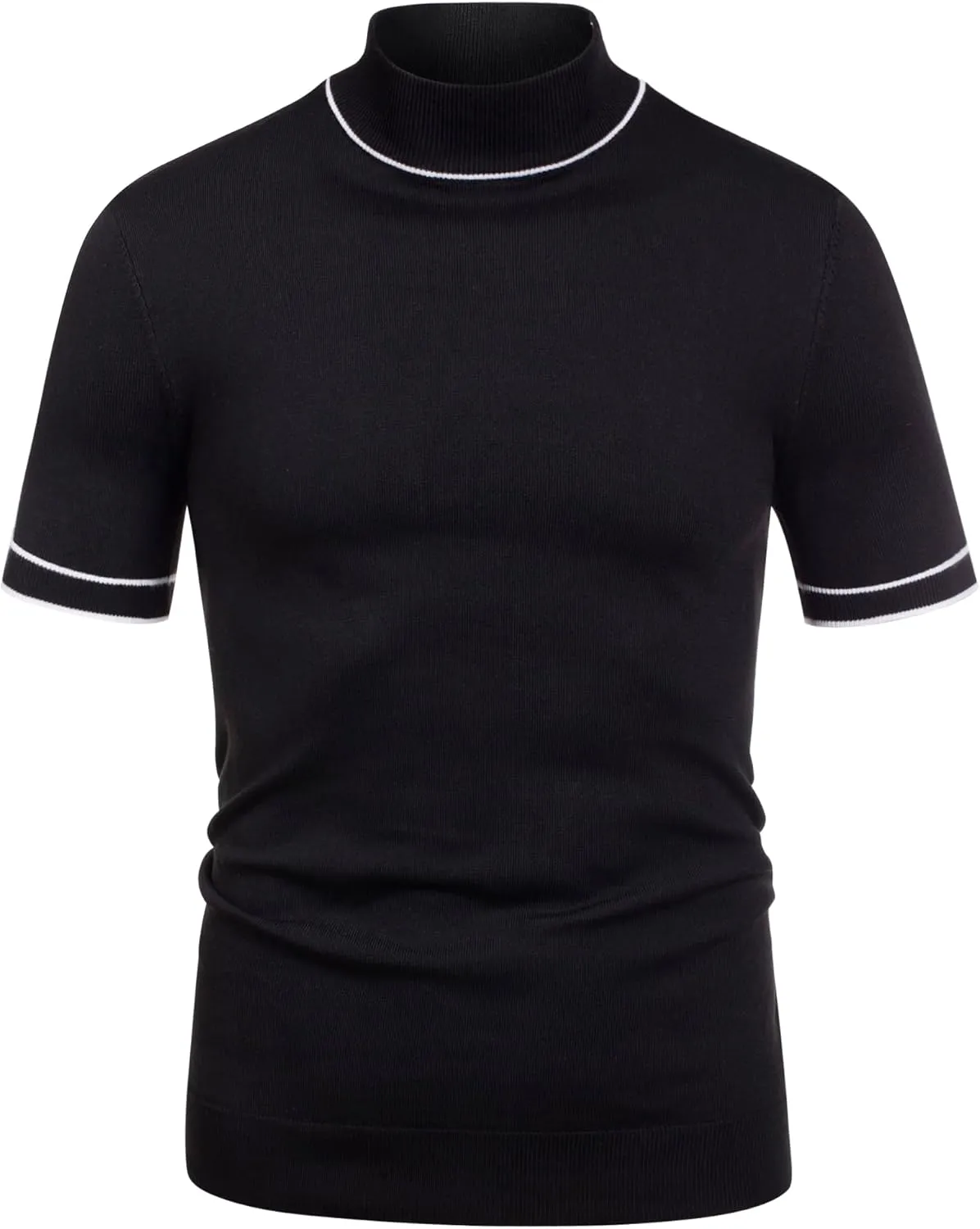 COOFANDY Mens Mock Turtleneck Sweater Short Sleeve Casual Dress Sweater Slim Fit Pullover Basic Knit Tee