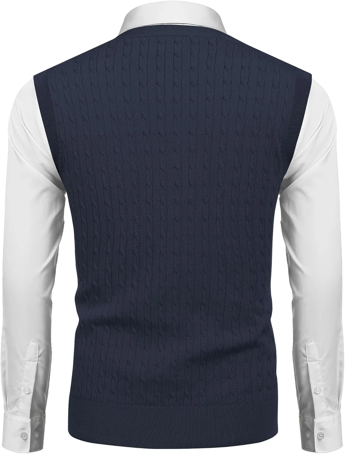 COOFANDY Men's Sleeveless Sweater Vest V-Neck Casual Cable Knit Button Down Cardigan Vest
