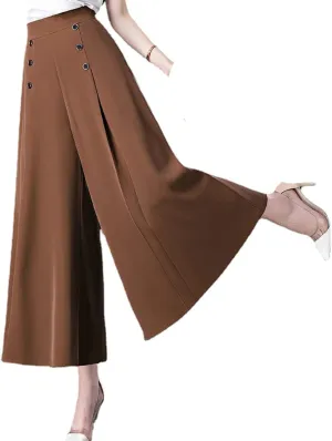 Cool and Slim Stylish Pleated Wide-Leg Pants,High Waisted Double Breasted Wide Leg Pants,Pleated High Waist Pants