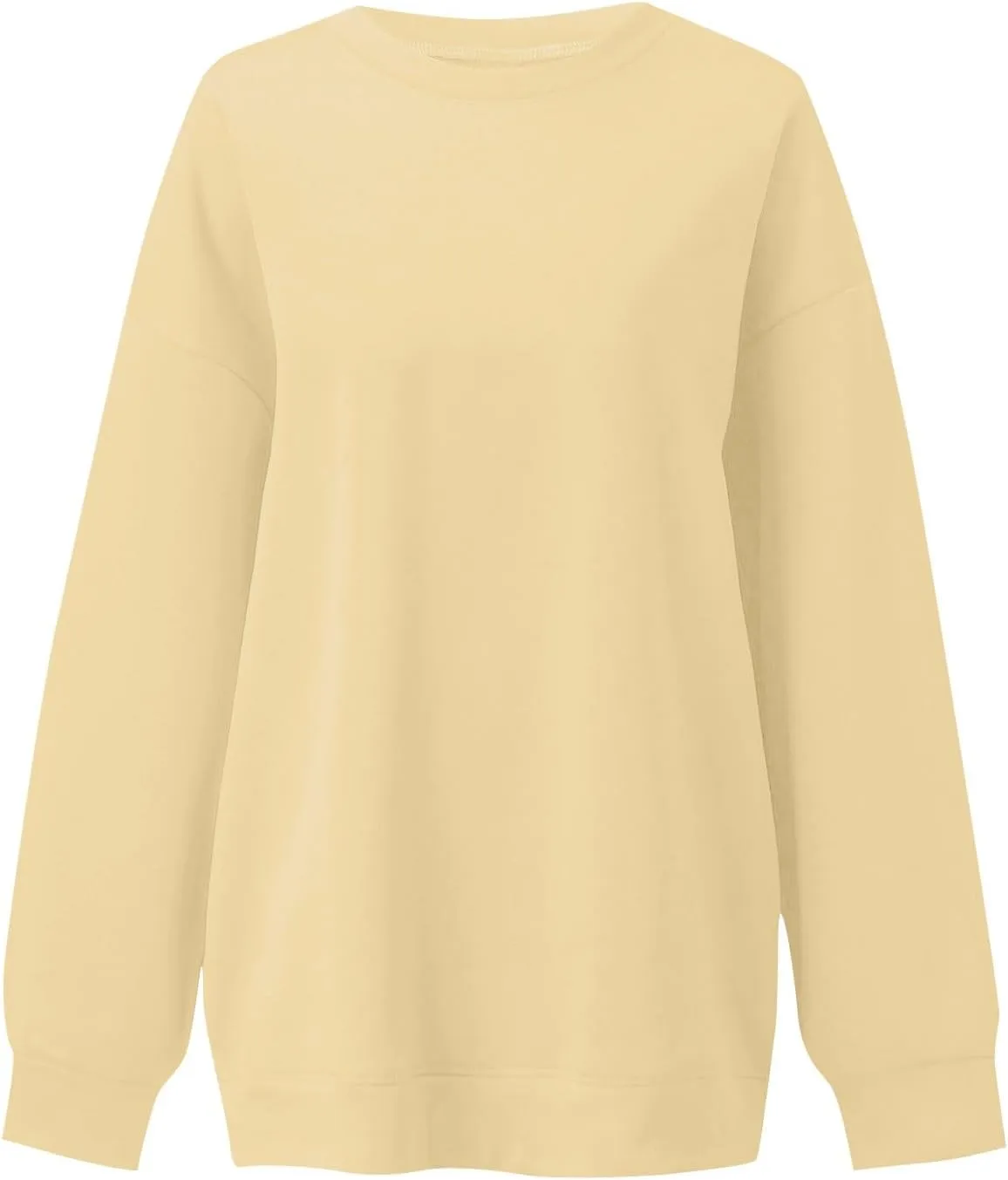 Crew Neck Sweatshirts Women Long Sleeve Fleece Oversized Sweatshirt Soft Lightweight Pullover Tops Trendy Winter Coat