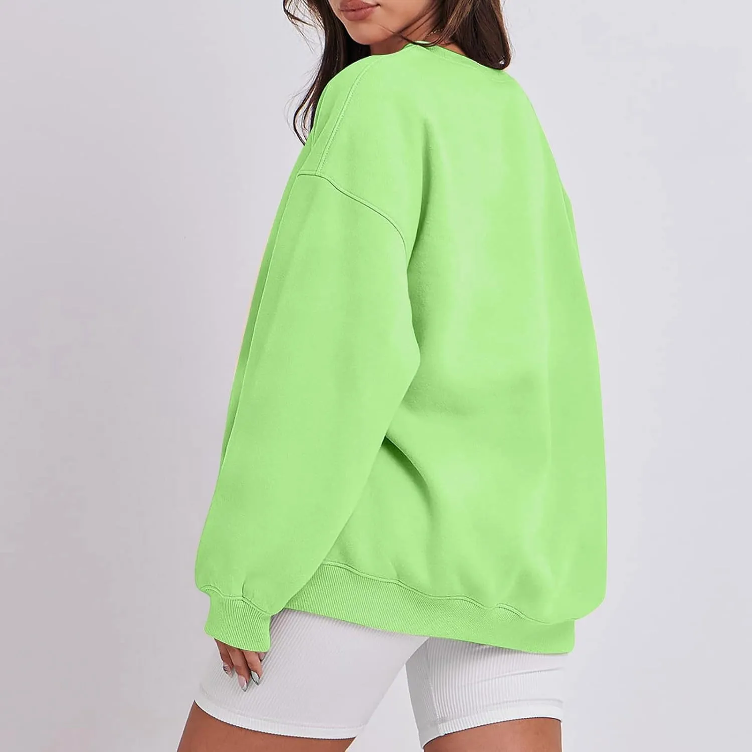 Crew Neck Sweatshirts Women Long Sleeve Fleece Oversized Sweatshirt Soft Lightweight Pullover Tops Trendy Winter Coat
