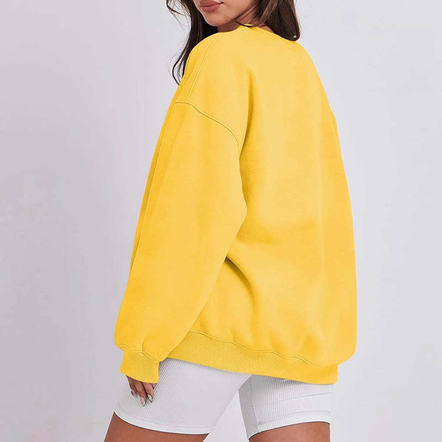 Crew Neck Sweatshirts Women Long Sleeve Fleece Oversized Sweatshirt Soft Lightweight Pullover Tops Trendy Winter Coat