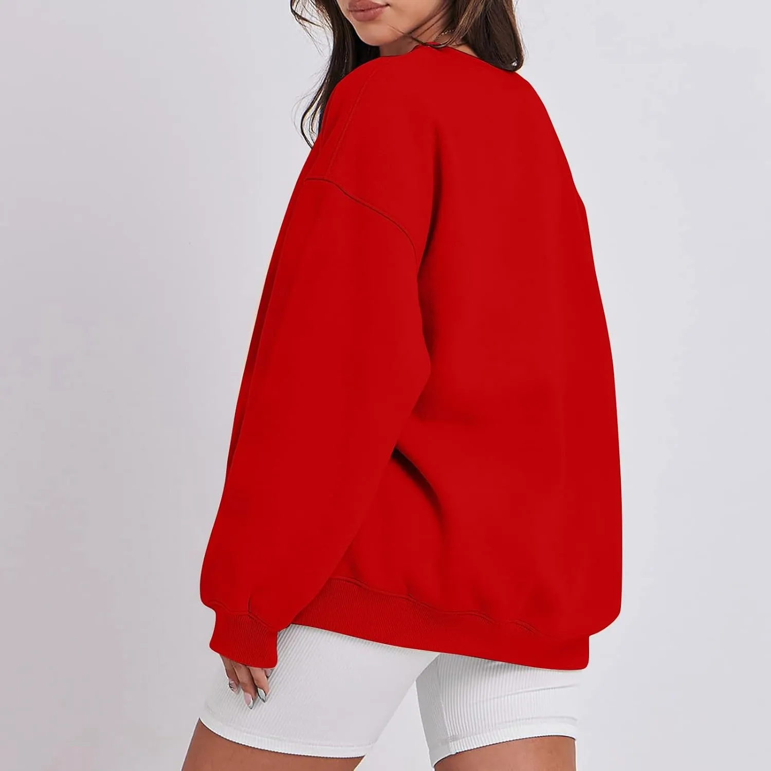 Crew Neck Sweatshirts Women Long Sleeve Fleece Oversized Sweatshirt Soft Lightweight Pullover Tops Trendy Winter Coat