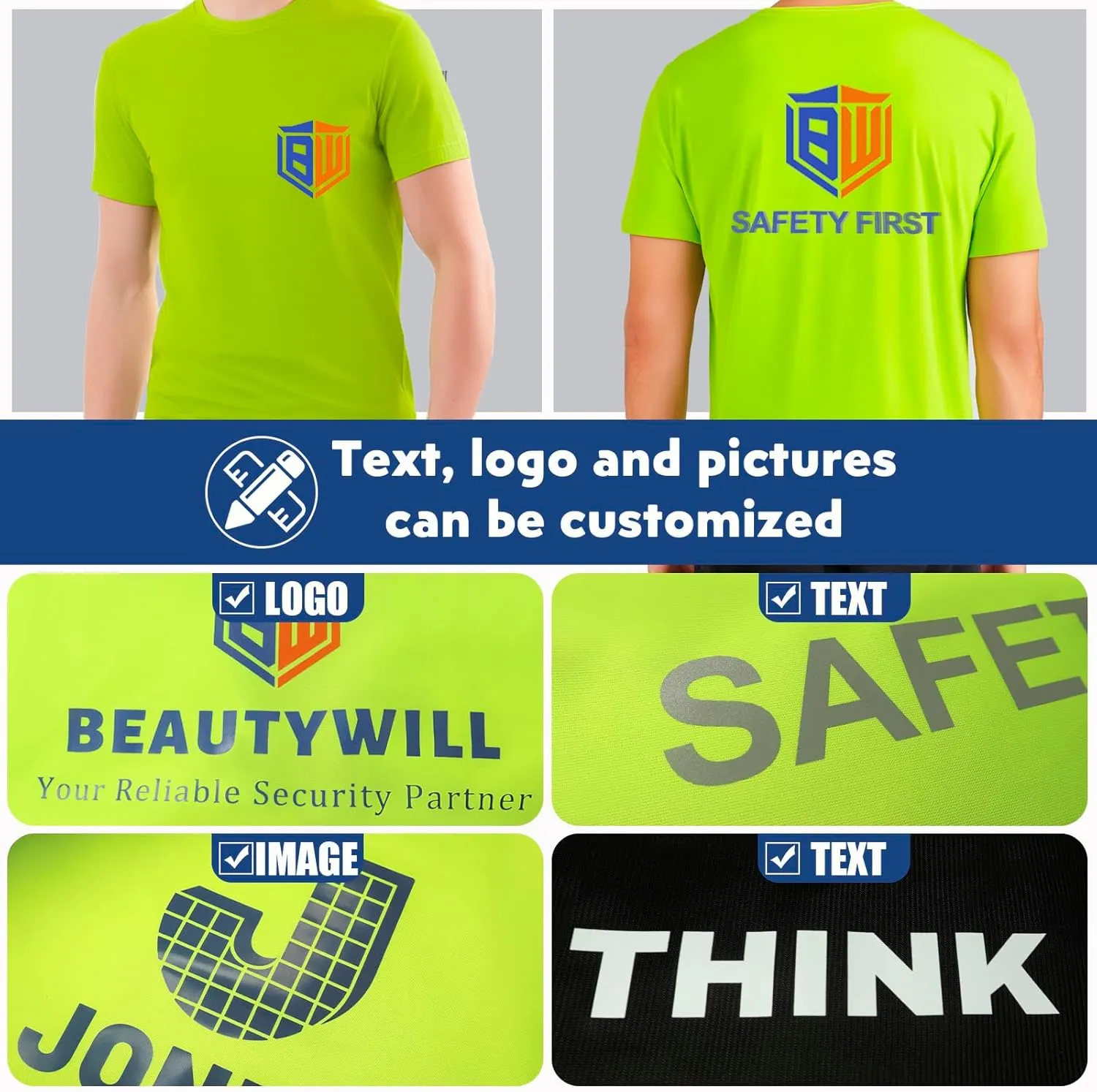 Custom Shirt for Men, Quick Dry Bird's-Eye Knit Polyester, Design Your Own Shirts, Customized T-Shirt Front & Back